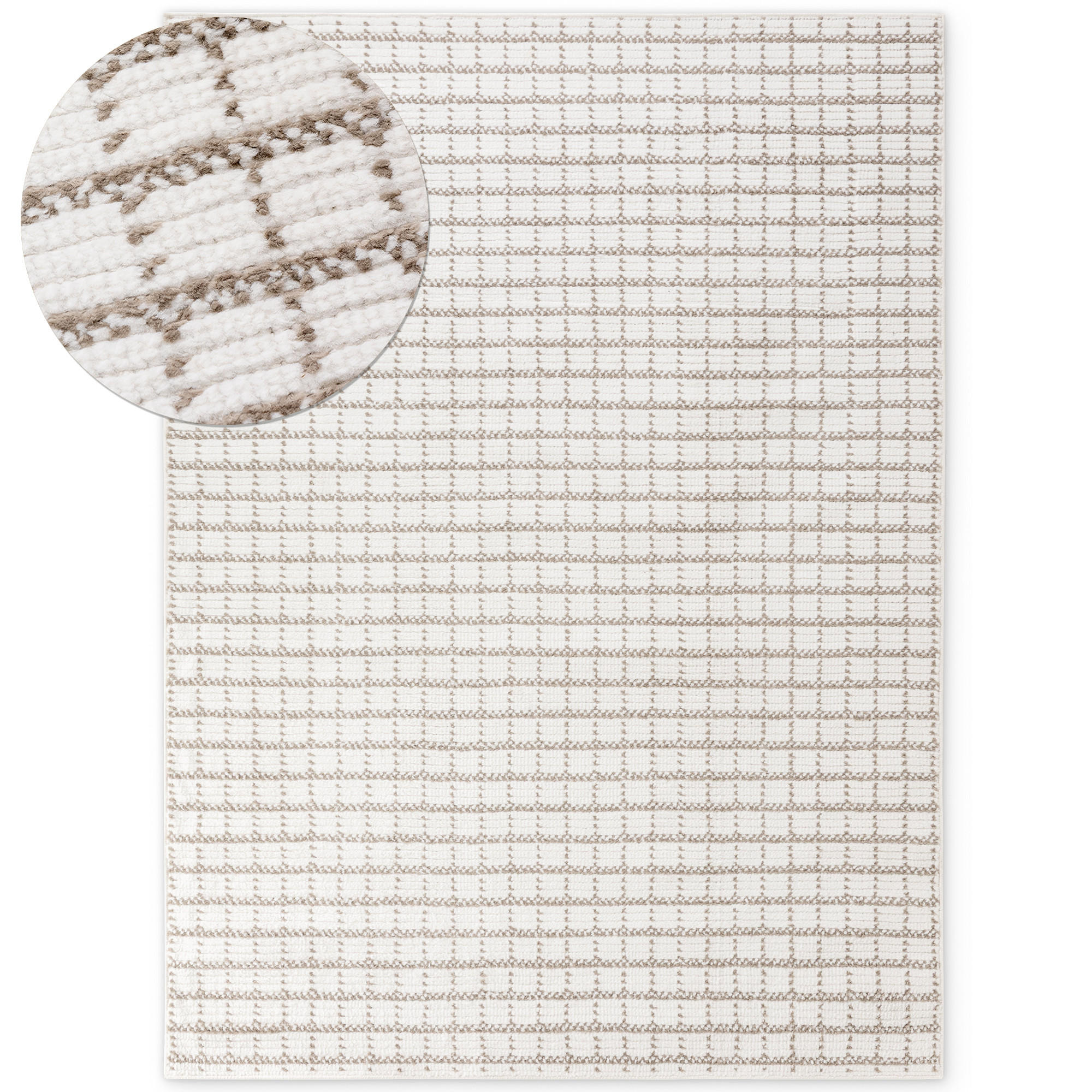 SOFT-TEPPICH Jacky Weiß-Beige 80x150 cm - Hellbraun, Textil (80/150cm) - Tesso Living