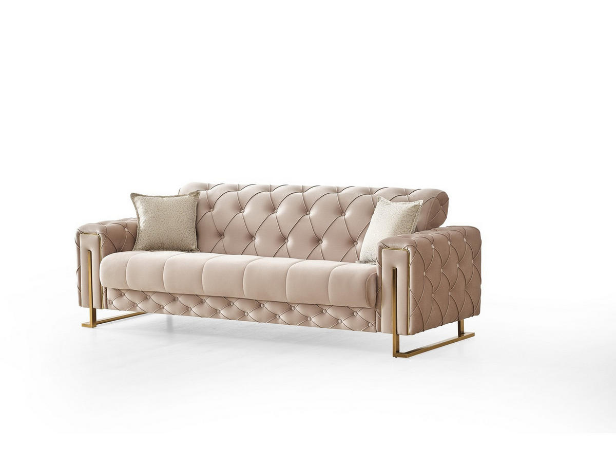 SITZGARNITUR Shimla, Beige Stellvariante 3+2+1 - Beige, Holzwerkstoff/Metall (220/80/100cm)