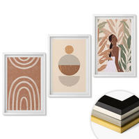 WANDBILDER 3er-Set - 40x60 cm Weißer Rahmen - Stilvolle Pflanzenmuster und Geometrie - Weiß, Kunststoff (40/60cm) - ArtPrintCave
