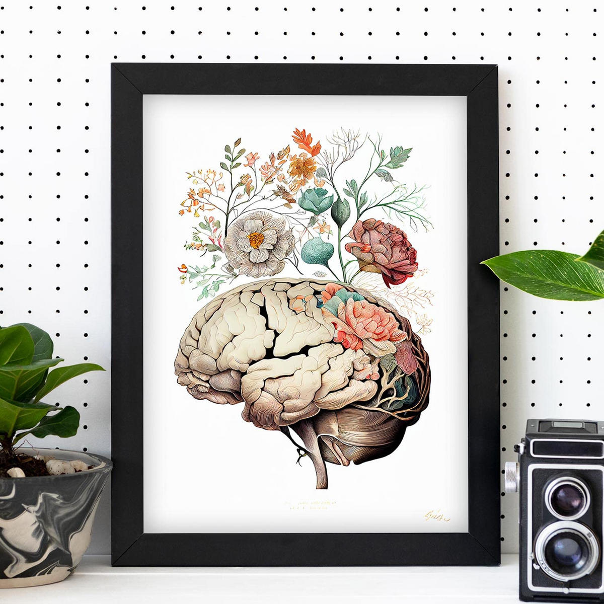 POSTER Anatomie Gehirn A4 Schwarzer Rahmen - Schwarz, Papier (29.7/5/21cm) - Nacnic