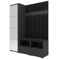 GEPOLSTERT Garderoben-Set Nela II LUX (Spiegel – Farbe Graphit + Stoff Trinity 16) - Silberfarben/Schwarz, Holz/Holzwerkstoff (150/187/40cm) - Ravio