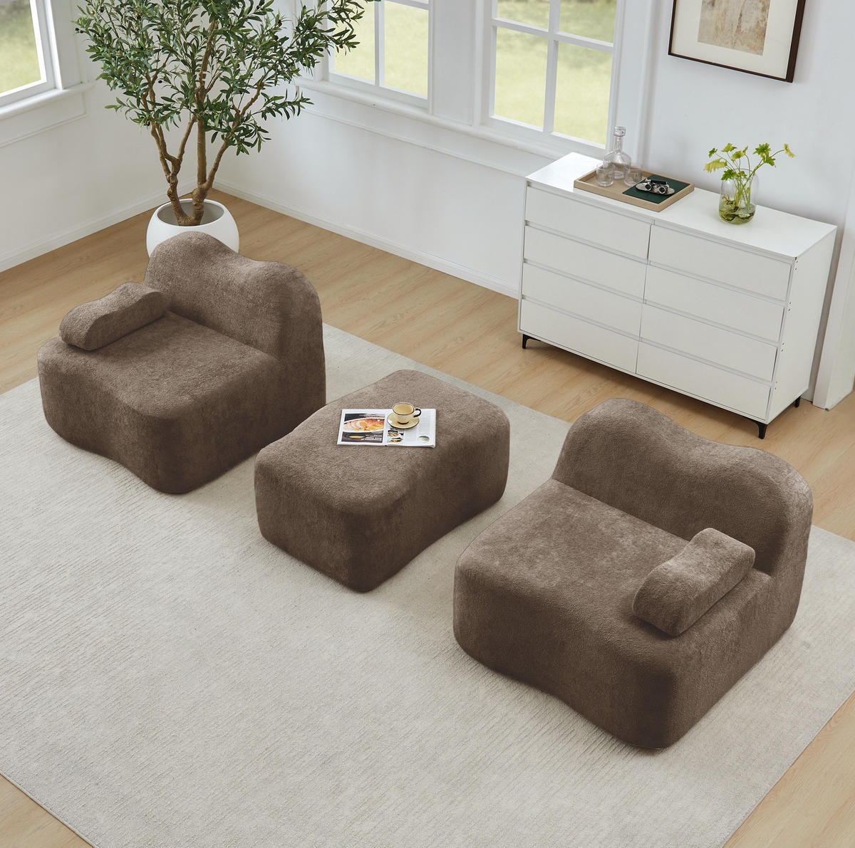 ECKSOFA 192/167/70 cm in Braun aus Samt, modular und ohne Aufbau - Braun, Textil (167/192cm) - Flora Grace