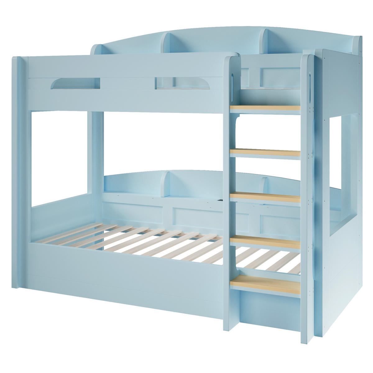 HOCHBETT 90/200 cm in Hellblau mit USB-Steckdose und Ablagefächern aus Holz und MDF - Hellblau, Holzwerkstoff (90/200cm) - STILVORA