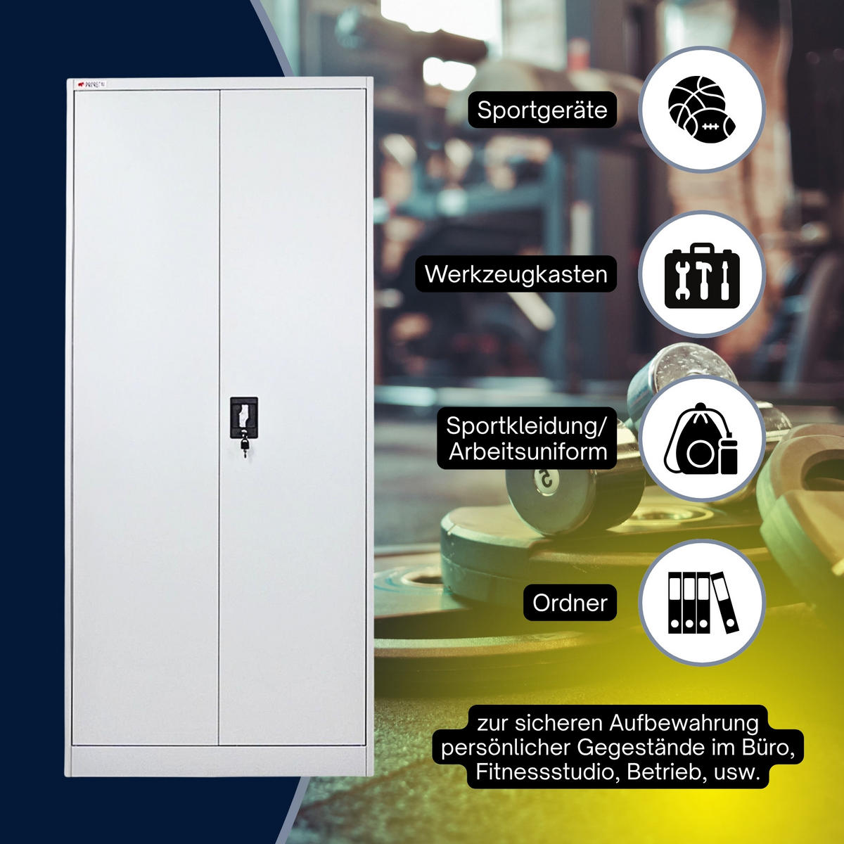 FLÜGELTÜRENSCHRANK Elephant komplett montiert 180x80x40cm 6 Fächern & Kleiderstange Lichtgrau - Hellgrau, Metall (80/180/40cm) - PROREGAL