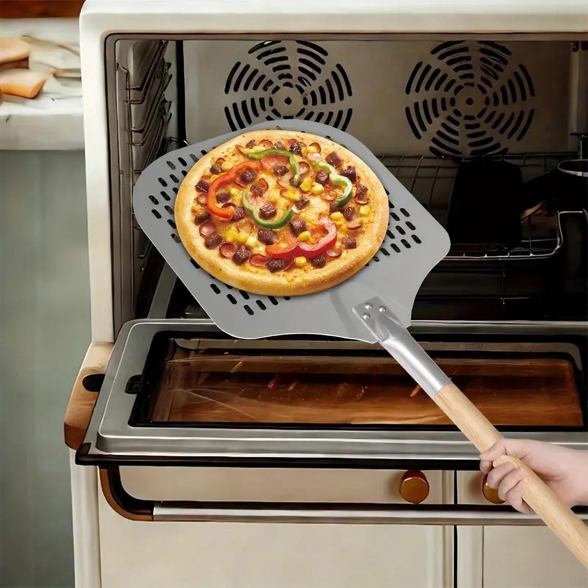 PIZZASCHIEBER - Silberfarben, Holz/Metall (132/3/30.5cm) - Relaxdays