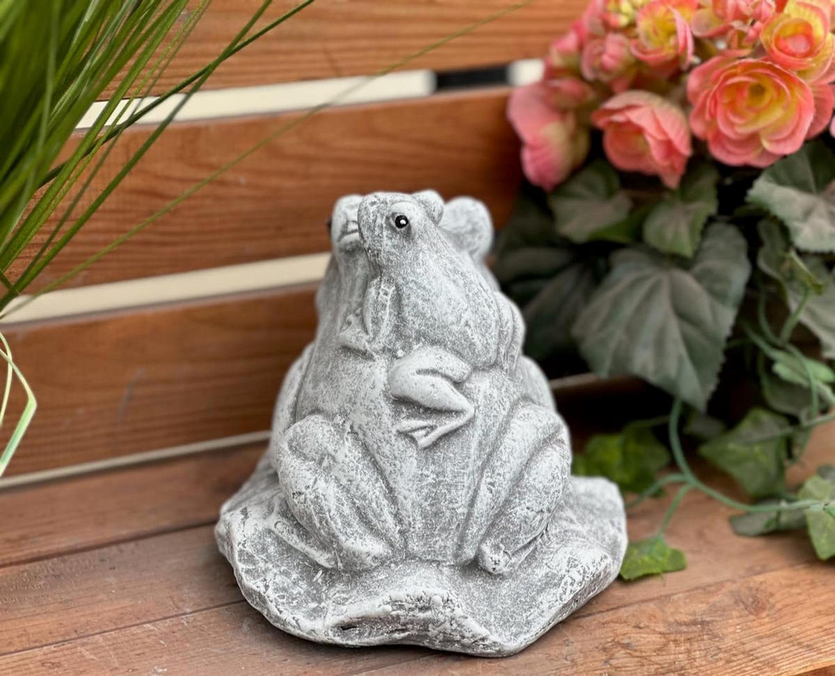STEINFIGUR Frosch Familie frostfest Steinguss Frösche - Grau, Stein (16/17/16cm) - stoneandstyle