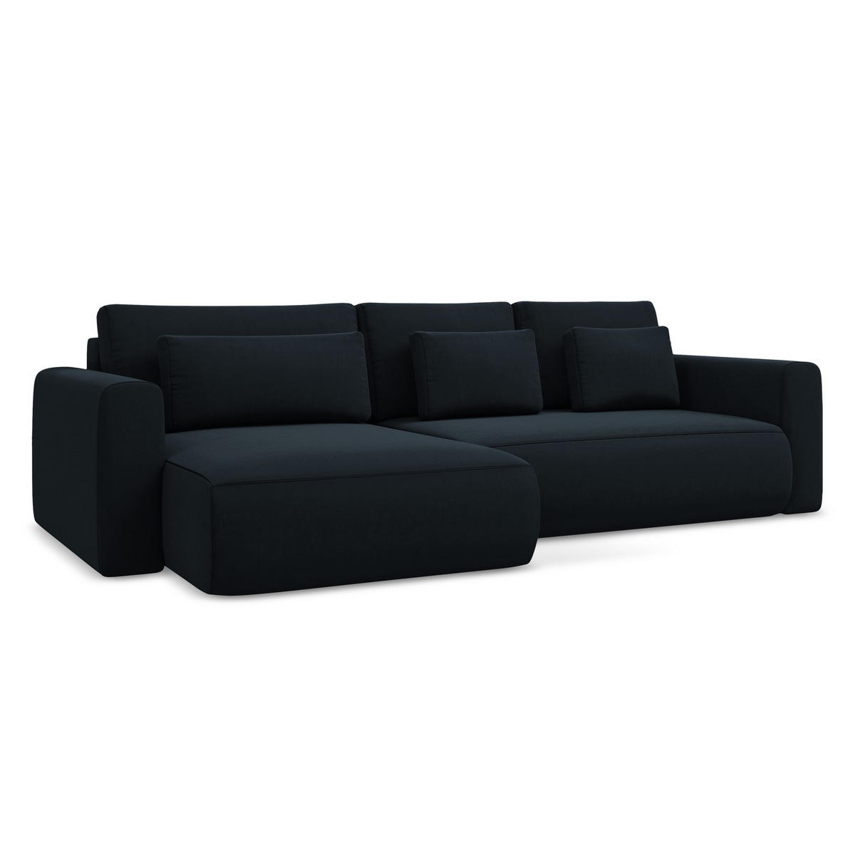 ECKSOFA mit Schlaffunktion Samt Stoff Blau - Blau/Schwarz, Kunststoff/Textil (149/278cm) - LaMiaSofa