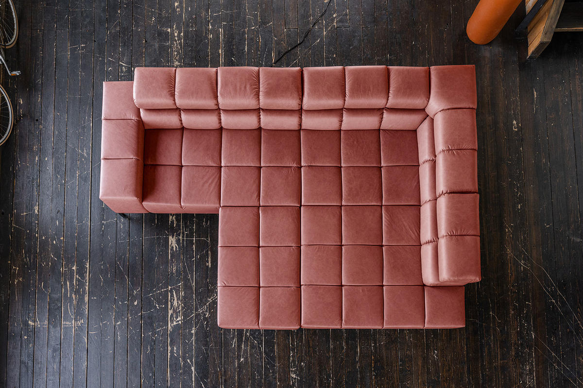 ECKSOFA NELSON Rot Leder - Rot/Schwarz, Leder/Metall (321/216cm) - KAWOLA