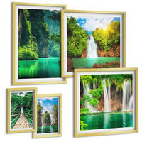 BILDER SET 5er Set - 50x50 cm & 20x30 cm & 40x60 cm Goldrahmen - See, Berge, Boote, Ferienhaus - Goldfarben, Kunststoff (40/60cm) - TULUP