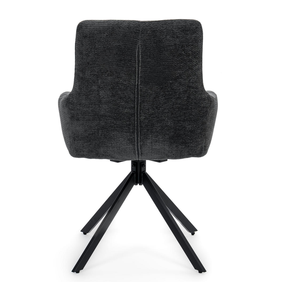 STUHL FUNO drehbar gepolsterter mit Steppung - graphit - Chenille - Dunkelgrau/Schwarz, Textil/Metall (58/87/60cm) - NEW HOME