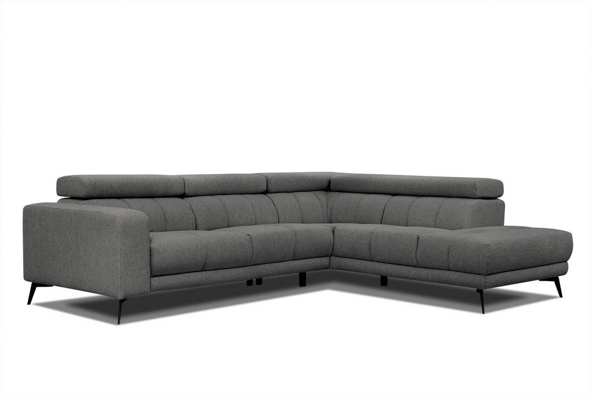 ECKSOFA MORELLO 5-Sitzer, dunkelgrau - Dunkelgrau/Schwarz, Holzwerkstoff/Textil (287/228cm) - Courtois Laville