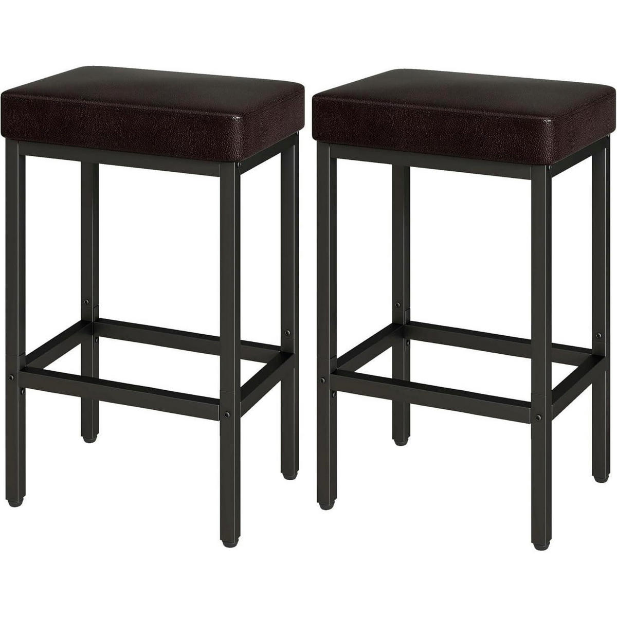 BARHOCKER 2er Set Dunkelbraun Lederoptik 66 cm - Braun, Kunststoff (42/66/29cm)