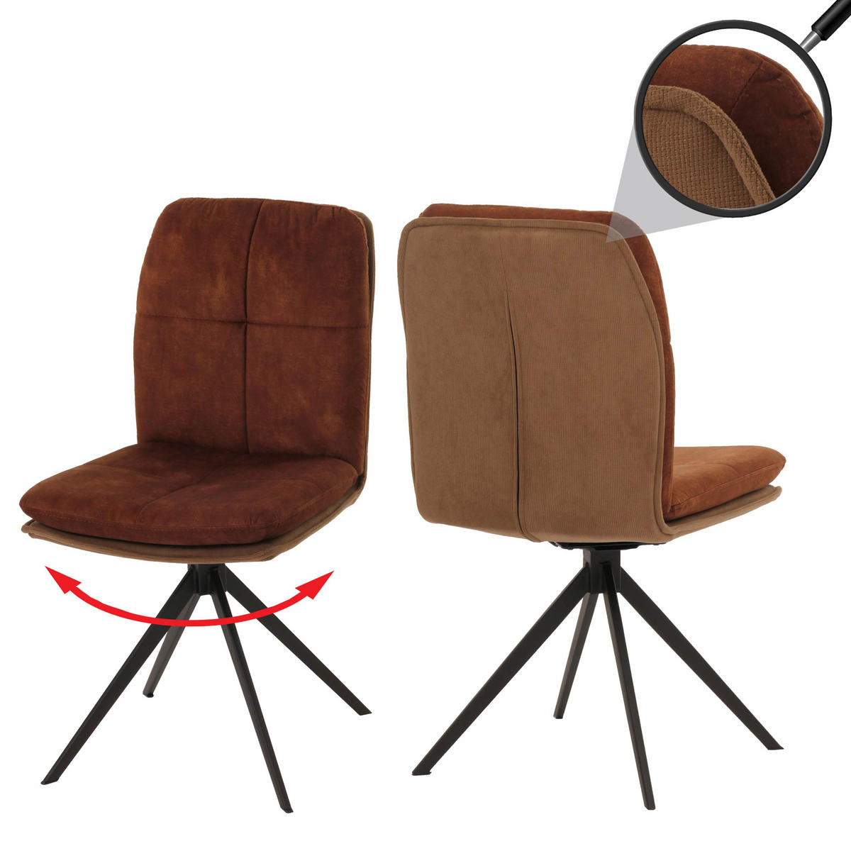 ESSZIMMERSTUHL Braun 2er-Set - Braun, Textil (47/90/56cm) - MCW
