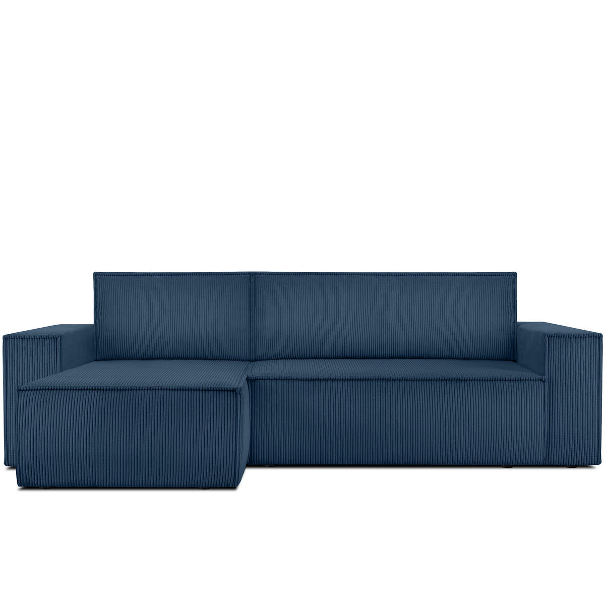 ECKSOFA-LINKS/RECHTS NAPI Schlaffunktion mit Cordbezug, blau - Blau/Schwarz, Textil (262/148cm) - KONSIMO®