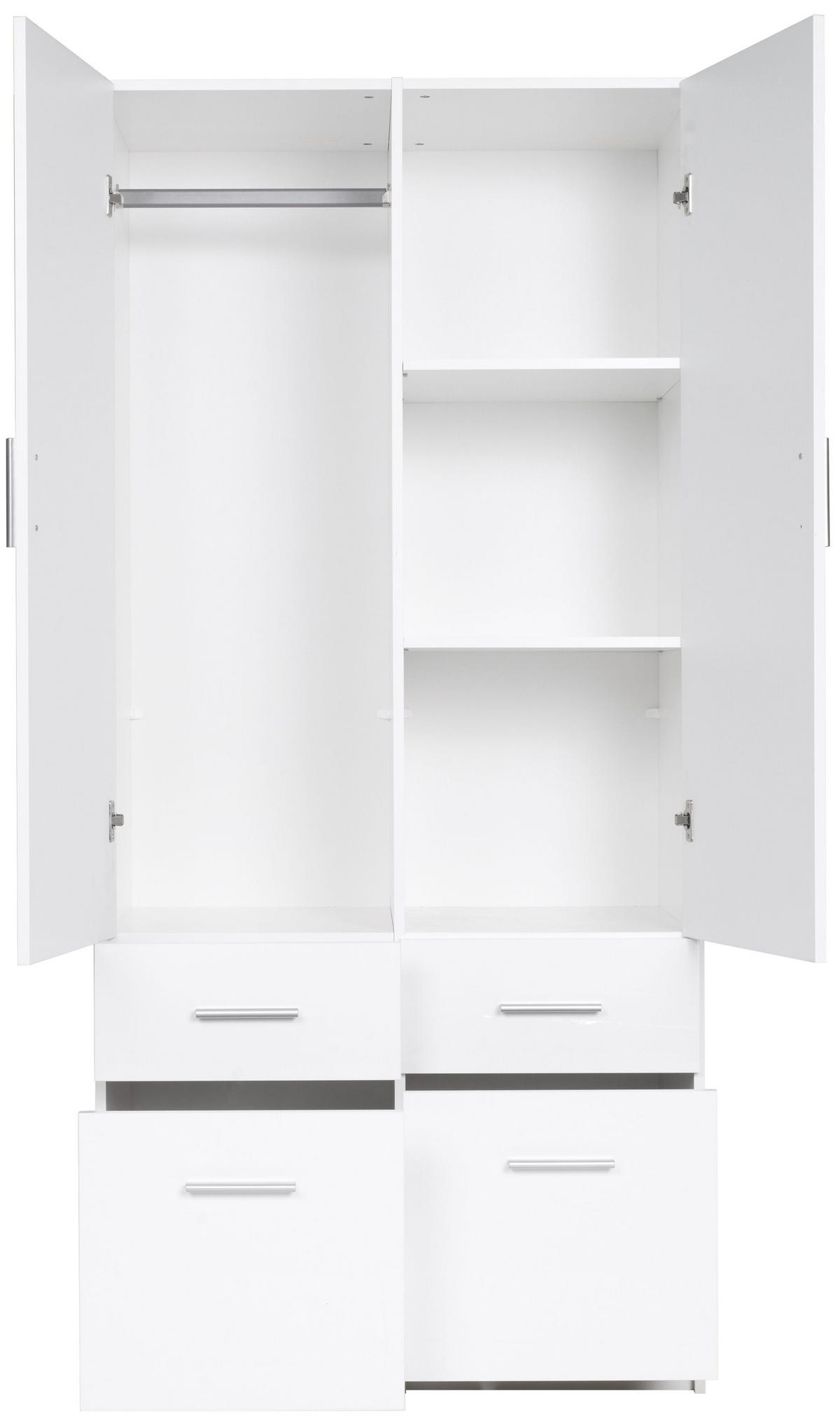 KLEIDERSCHRANK Weiß 91/197/52 - Weiß, Holzwerkstoff (91/197/52cm) - RAUMHIRSCH FURNITURE