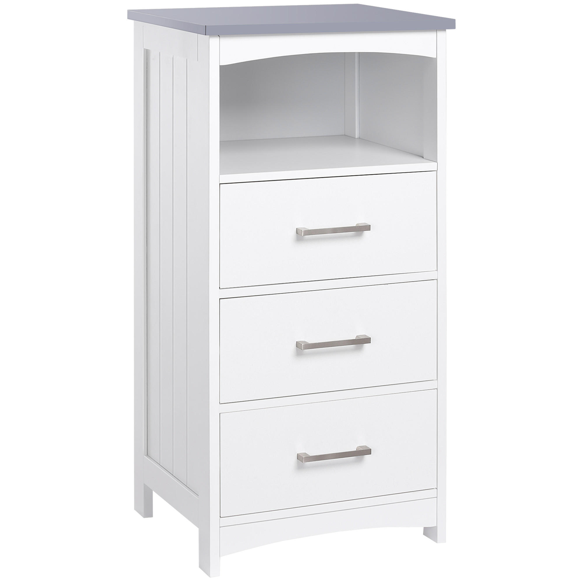 MIDISCHRANK DE-17298 3 Schubladen & offenes Fach Weiß - Weiß, Holzwerkstoff (33/80/40cm) - ComfortXL