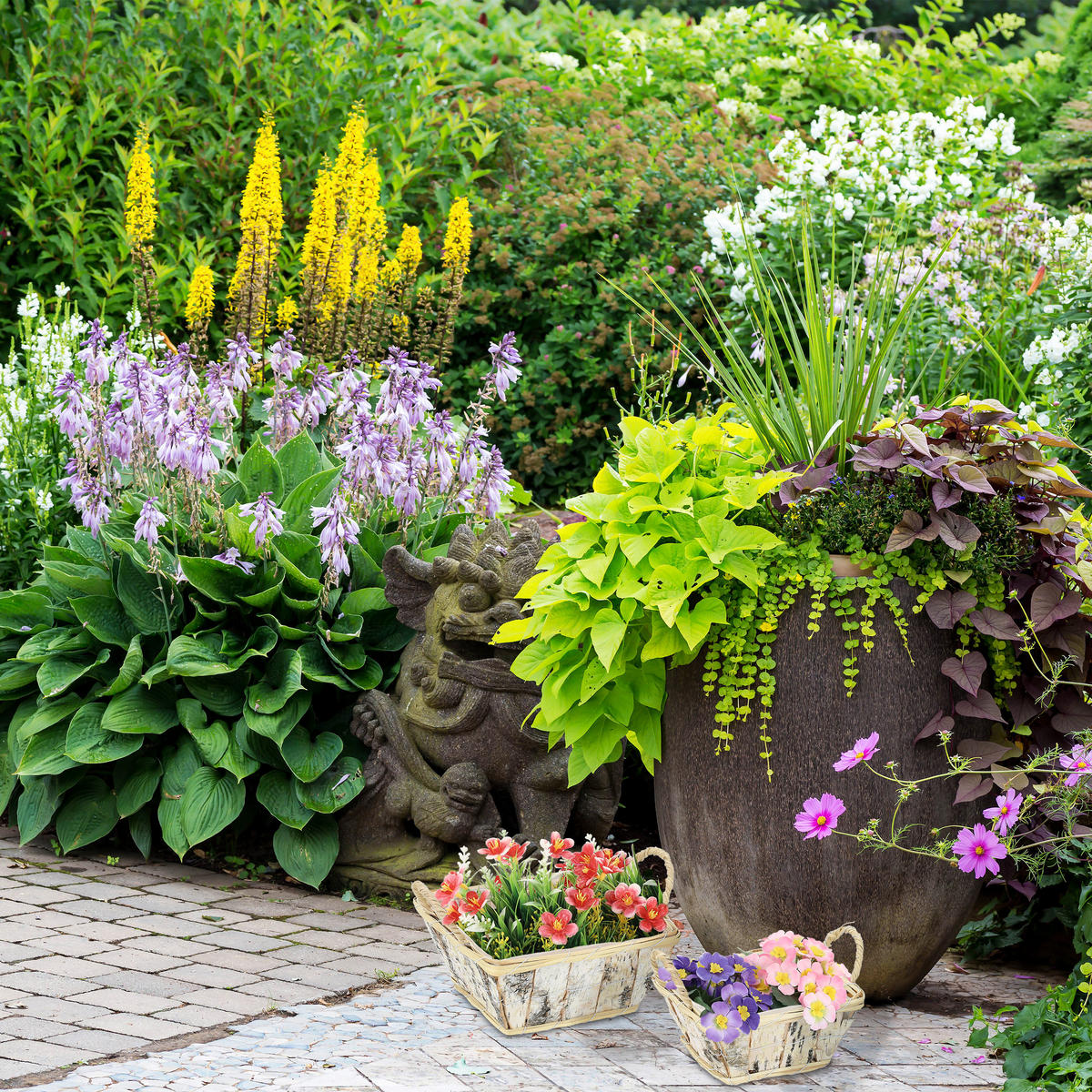 3xBLUMENTOPF - Multicolor, Holz/Textil (27/18/27cm) - Relaxdays