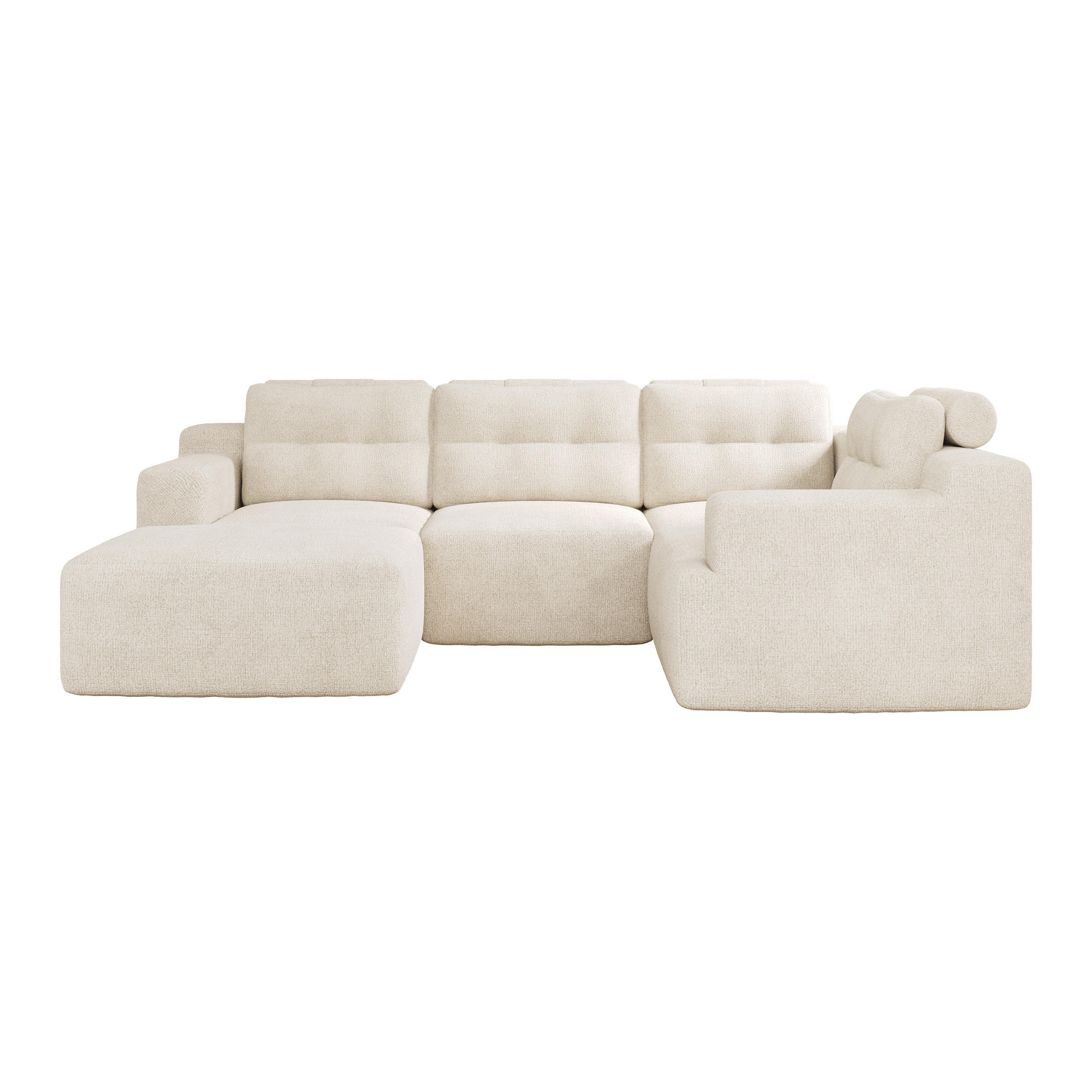 WOHNLANDSCHAFT 252/180/82 cm Beige mit 1 Fußhocker - Beige, Textil (252/82/180cm) - Oxeza