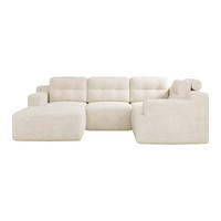 WOHNLANDSCHAFT 252/180/82 cm Beige mit 1 Fußhocker - Beige, Textil (252/82/180cm) - Oxeza
