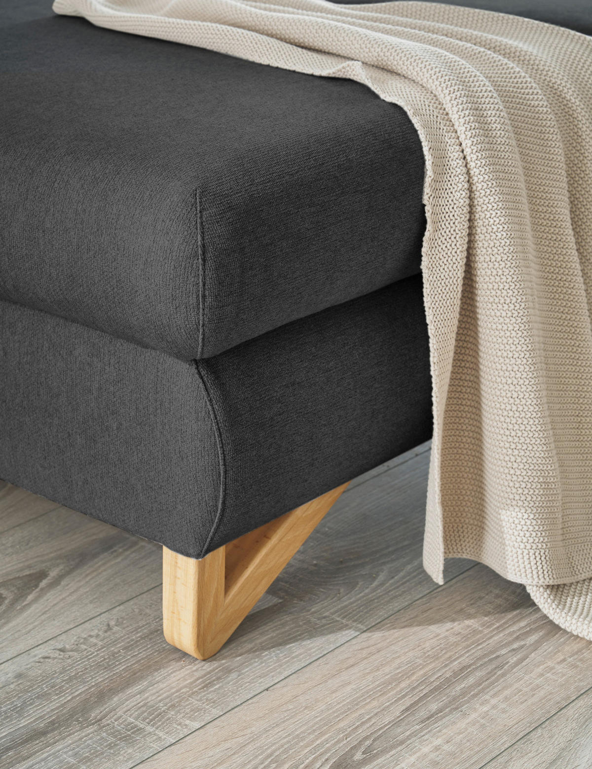 ECKSOFA grau Velours, Sofa mit Bettfunktion und Stauraum 284 cm - Grau, Holz/Textil (284/166cm) - Furn.Design