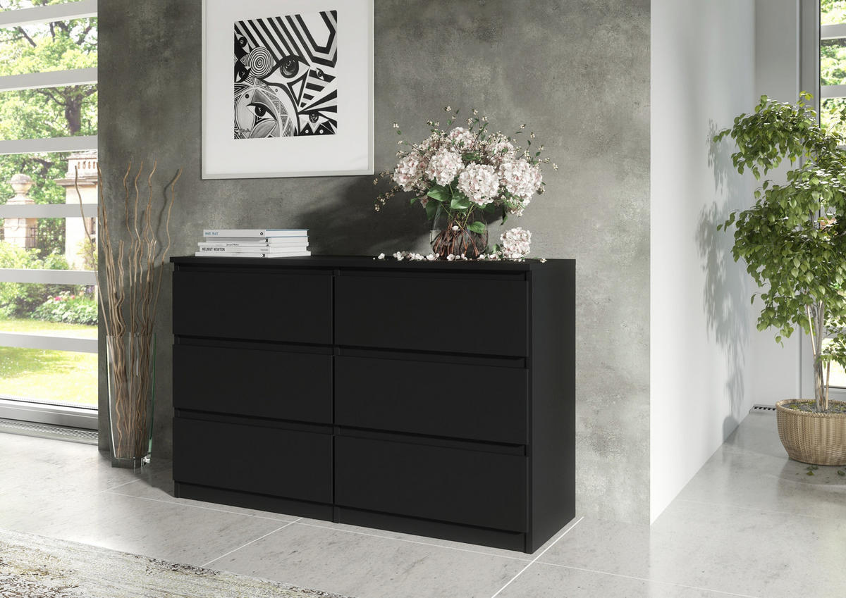 KOMMODE Schwarz 139/79/39 - Schwarz, Holzwerkstoff (139/79/39cm) - RAUMHIRSCH FURNITURE