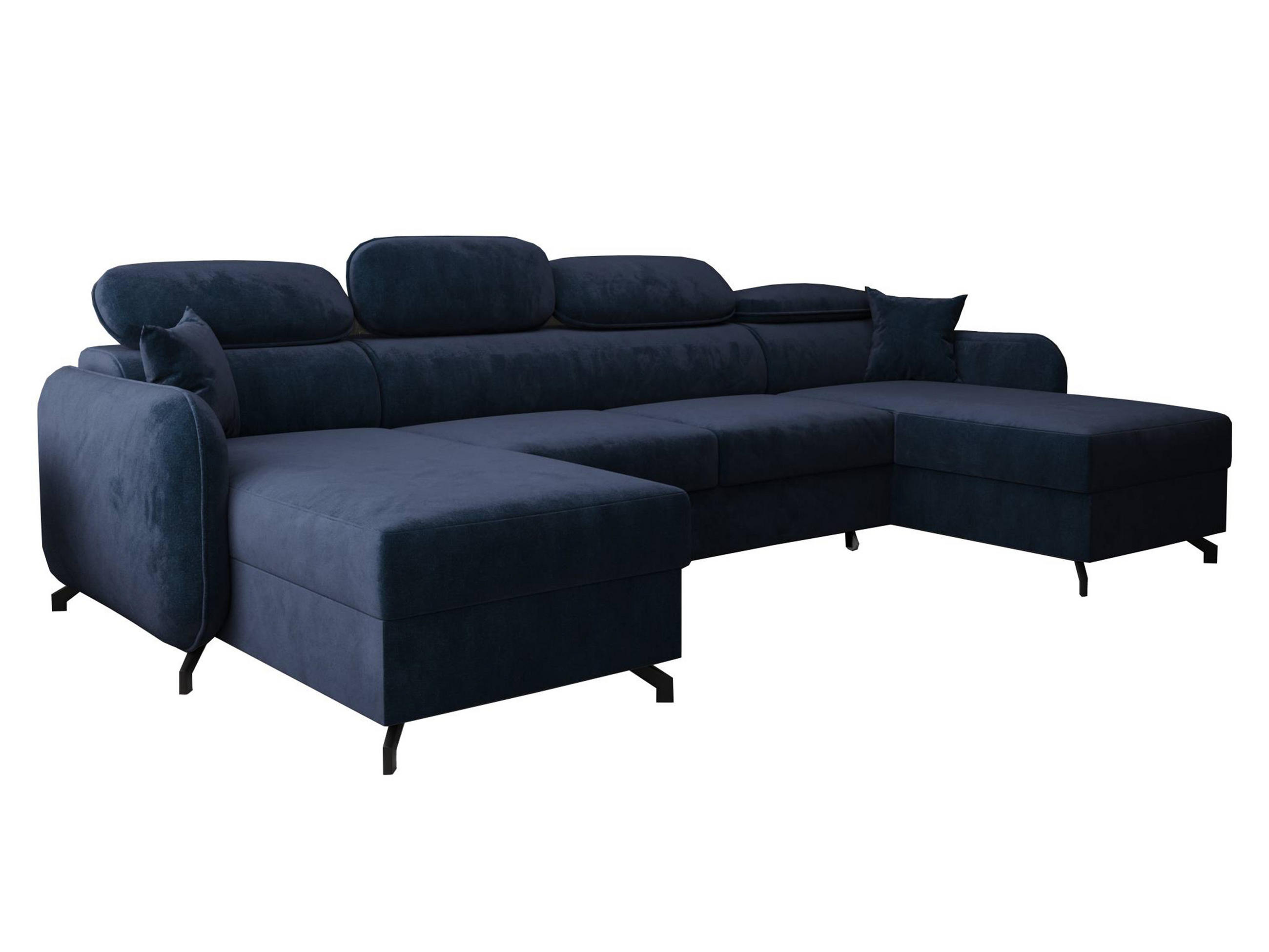 WOHNLANDSCHAFT Ribella 5 Blau 345/180/100 cm mit Schlaffunktion - Schwarz/Dunkelblau, Textil/Metall (345/100/180cm) - AX Living