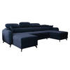 WOHNLANDSCHAFT Ribella 5 Blau 345/180/100 cm mit Schlaffunktion - Schwarz/Dunkelblau, Textil/Metall (345/100/180cm) - AX Living