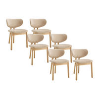 6ER-SET Stühle - Stoff & Kautschukholz - Beige - FALDRA - Beige, Textil (61.5/76/50cm) - Vente-Unique