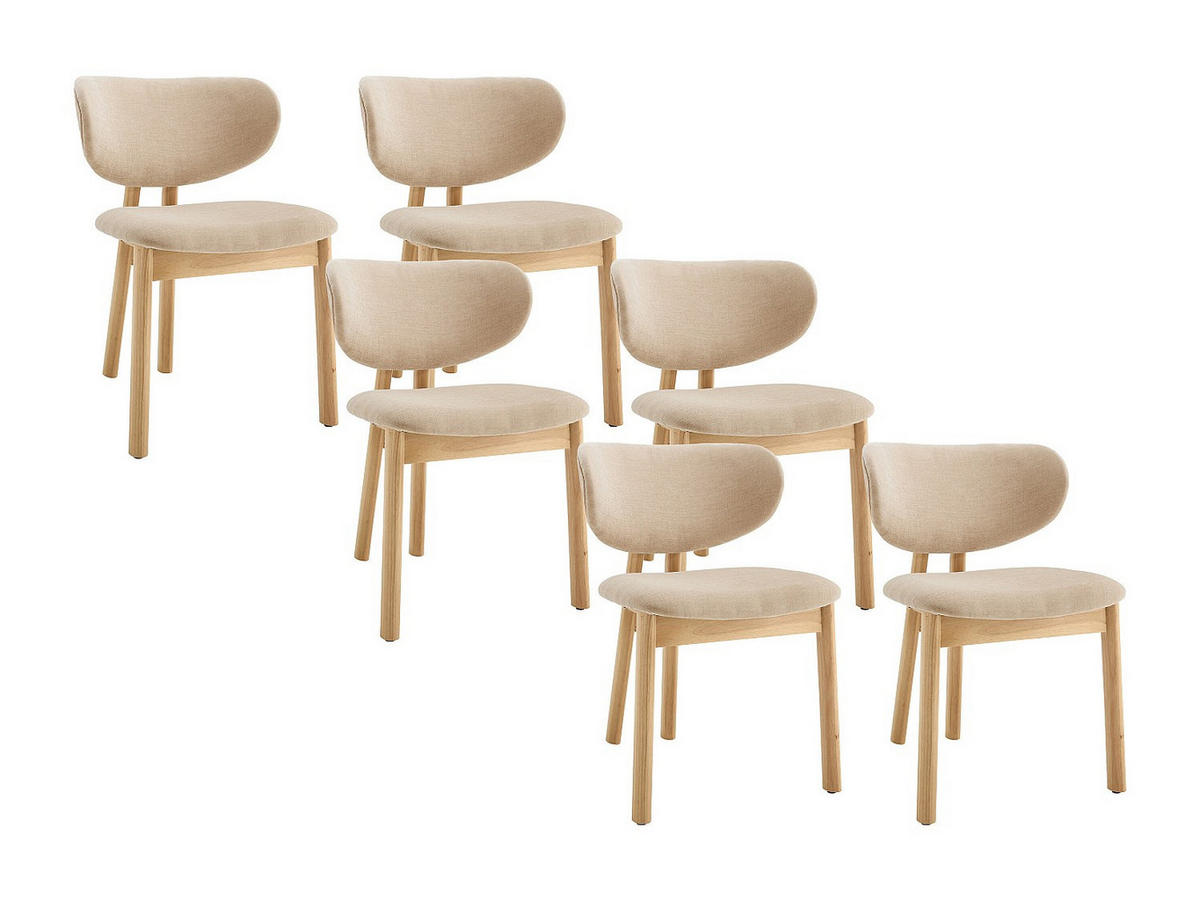 6ER-SET Stühle - Stoff & Kautschukholz - Beige - FALDRA - Beige, Textil (61.5/76/50cm) - Vente-Unique
