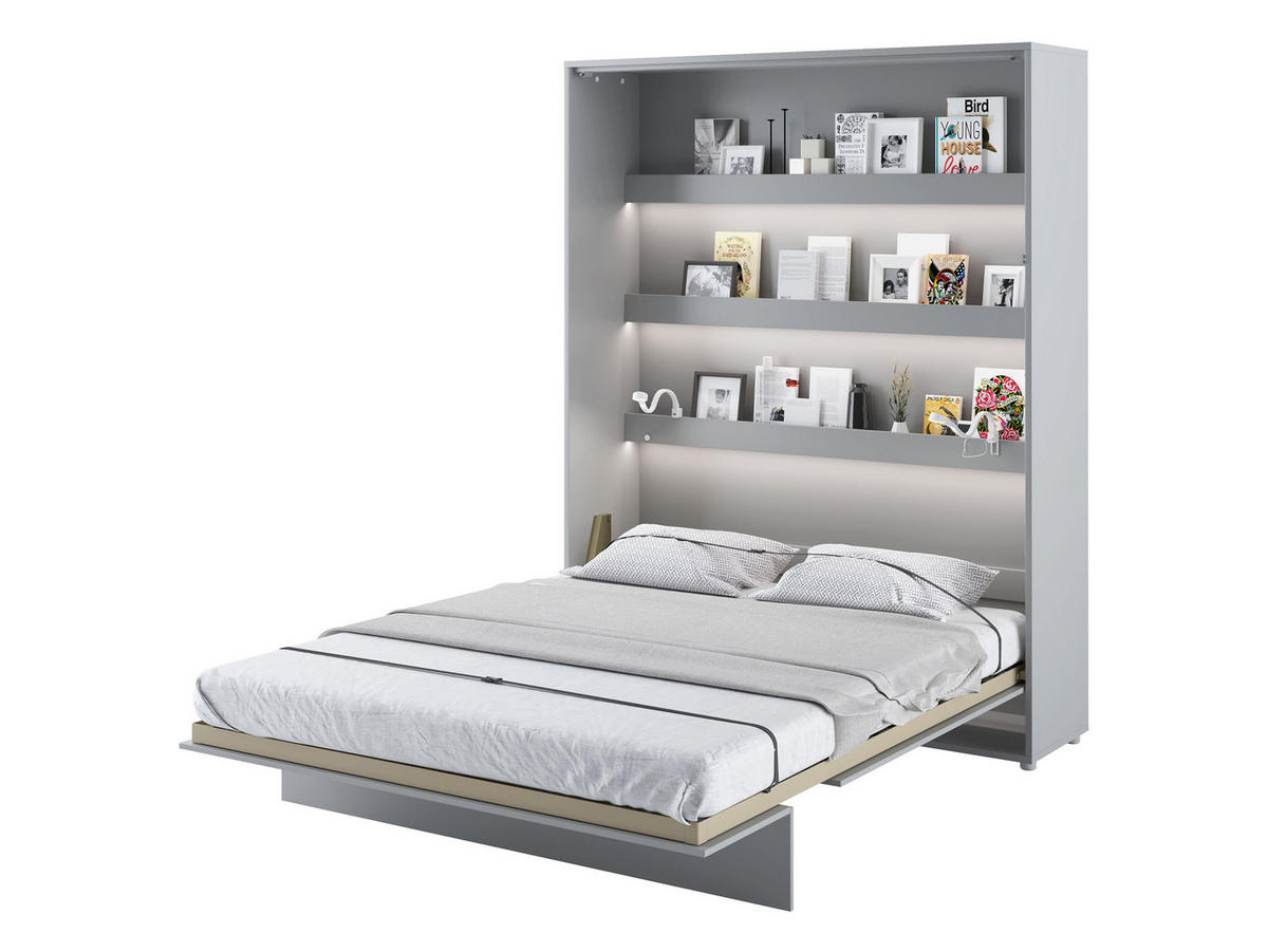 SCHRANKBETT Bed-Concept BC-12 160x200 mit zwei LED-Lampe - Grau, Holz/Holzwerkstoff (160/200cm) - MIRJAN24