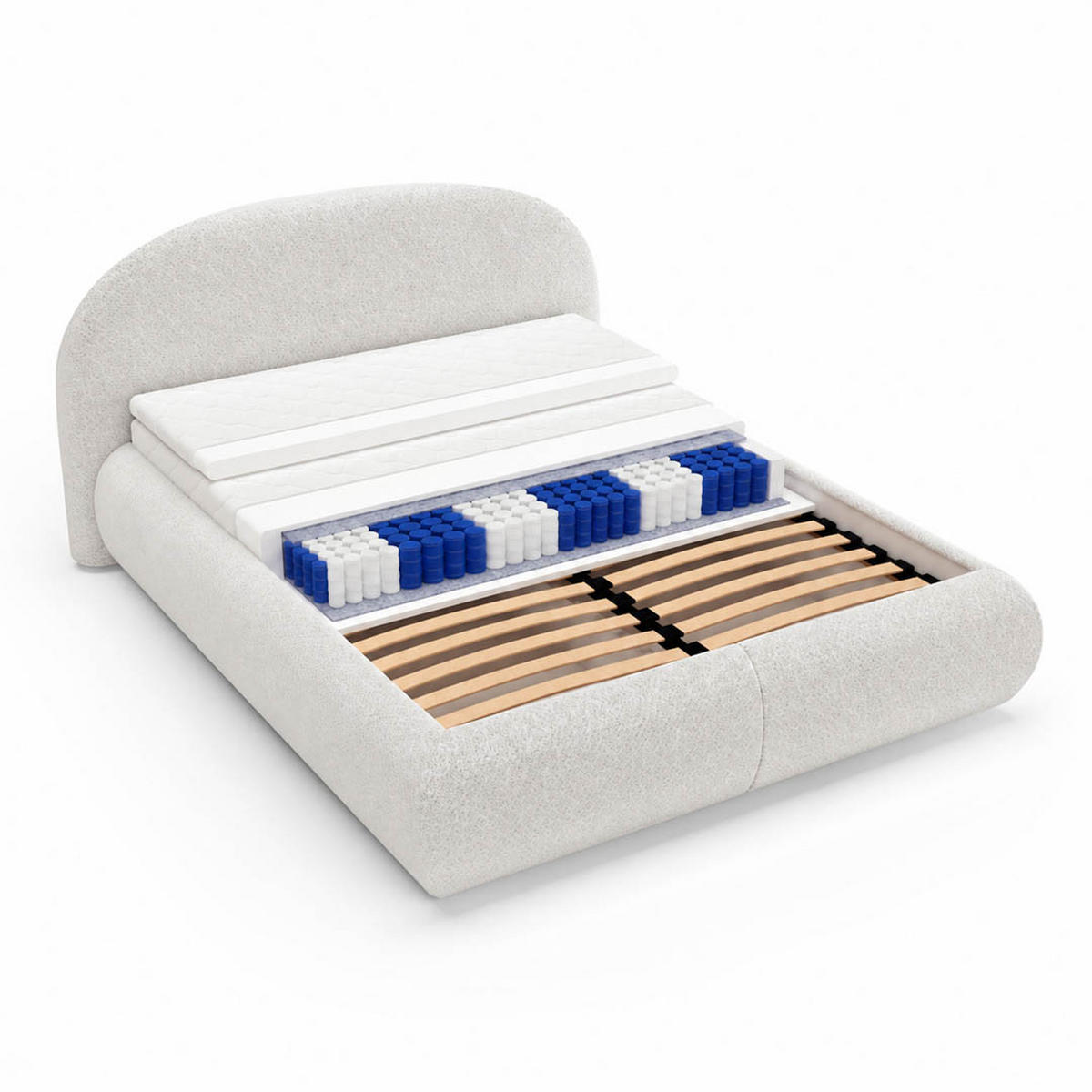POLSTERBETT Motti mit Matratze und Topper, 140x200 cm, Hellgrau - Hellgrau, Textil (140/200cm) - Beautysofa