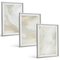 BILDER SET 3er Set - 40x60 cm Silberner Rahmen - Minimalismus der Farbstruktur - Silberfarben, Kunststoff (40/60cm) - TULUP