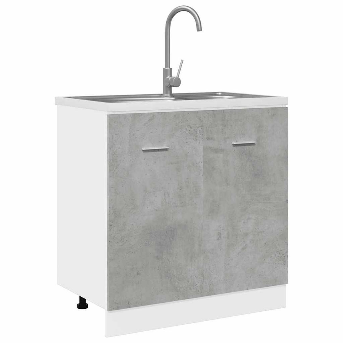 SPÜLENUNTERSCHRANK Lyon Betongrau 80/46/81,5 Cm Holzwerkstoff - Grau, Holzwerkstoff (46/81.5/80cm) - vidaXL