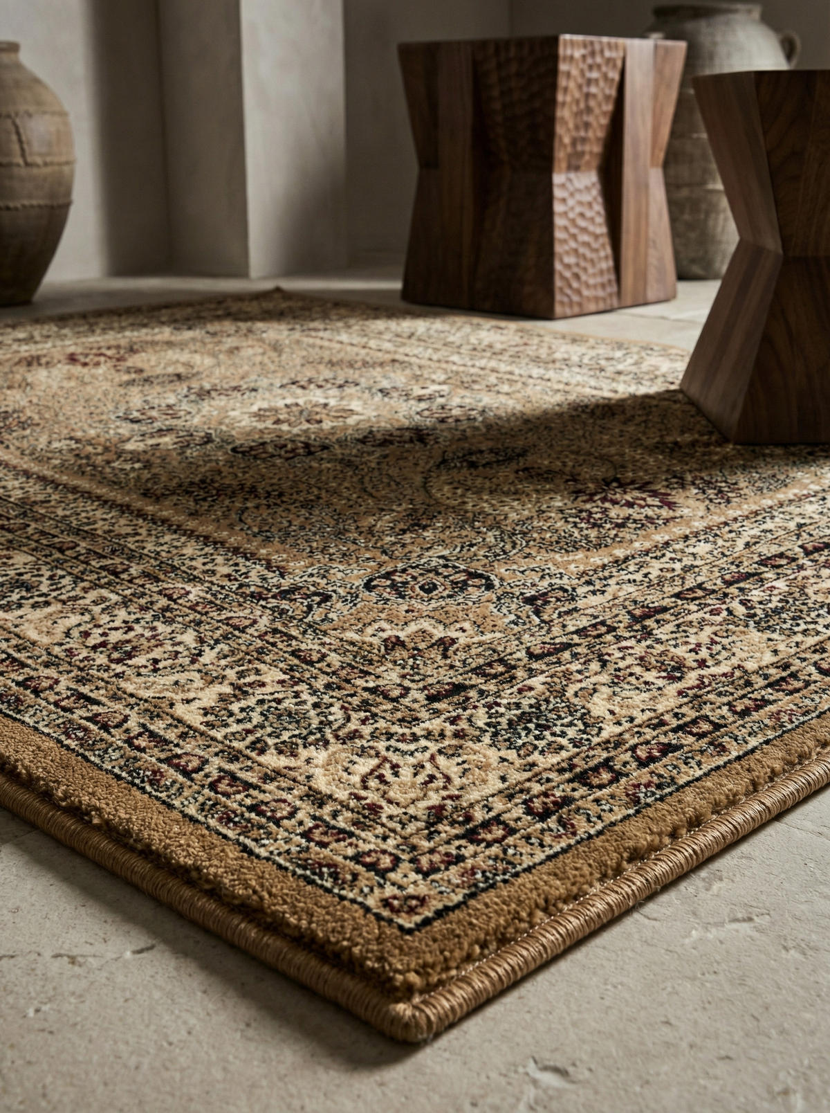 ORIENTTEPPICH Kurzflor Polypropylen saugroboter Wohnzimmer Beige Rechteckig 240x340 - Beige, Textil (240/340cm) - KADIMA DESIGN