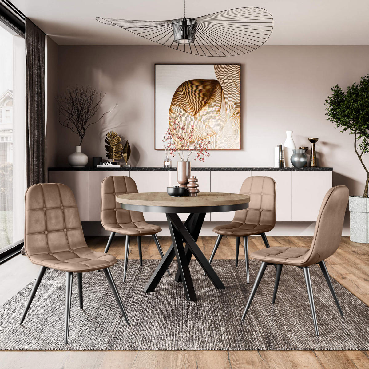 STUHL VELVO K417 - Beige, Holzwerkstoff (45/87/56cm) - Meblini