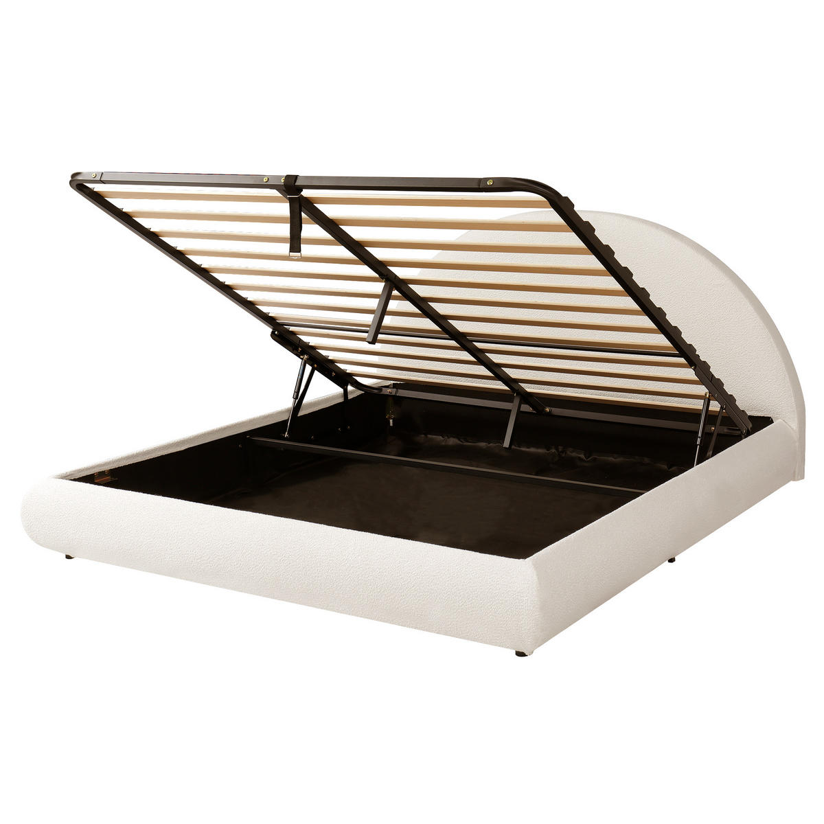 POLSTERBETT aus Schleife 180x200 cm in Weiß mit Stauraum & Lattenrost - Weiß, Textil (180/200cm) - Modfu