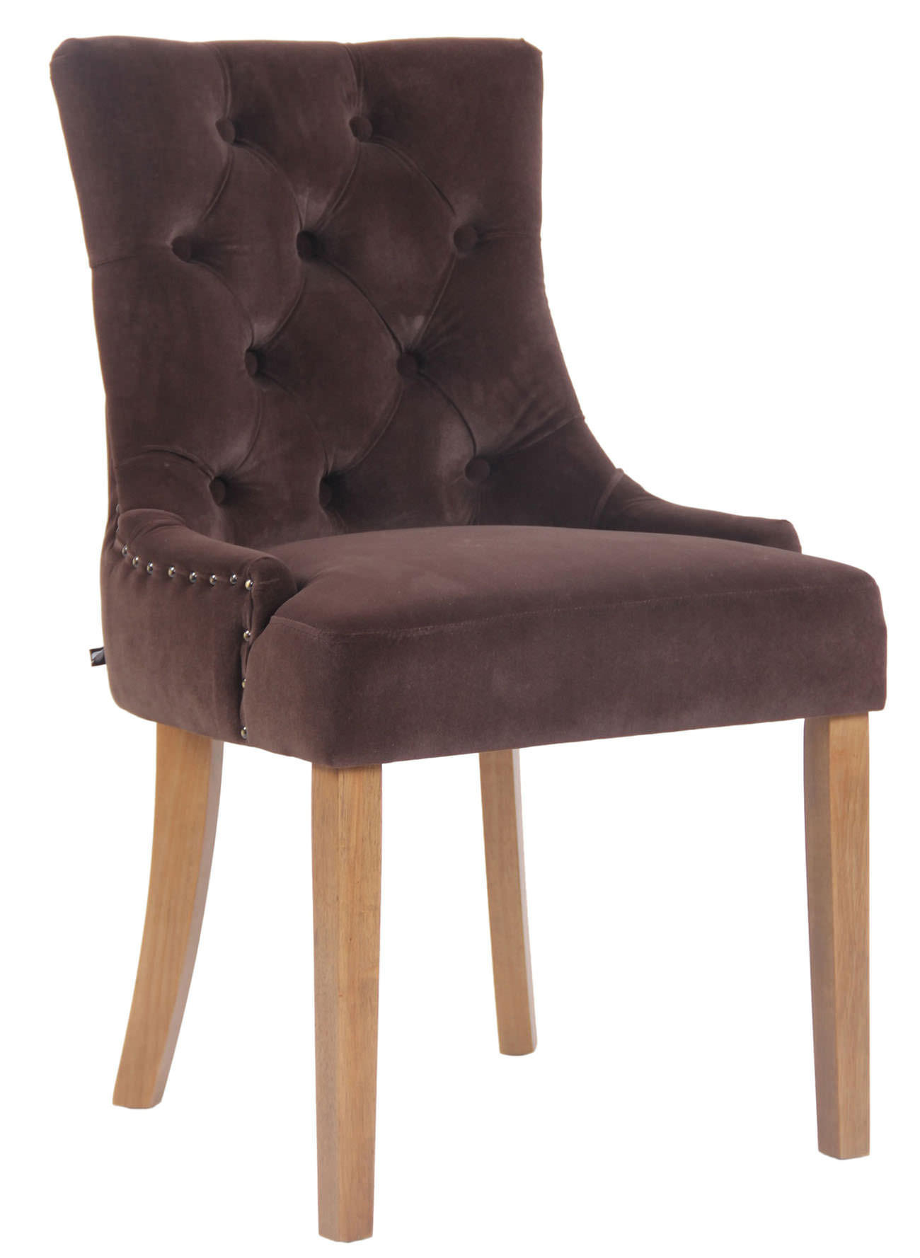 ESSZIMMERSTUHL Aboli Samt, antik-hell Braun - Hellbraun/Braun, Holz/Textil (55/92/58cm) - TPFLiving