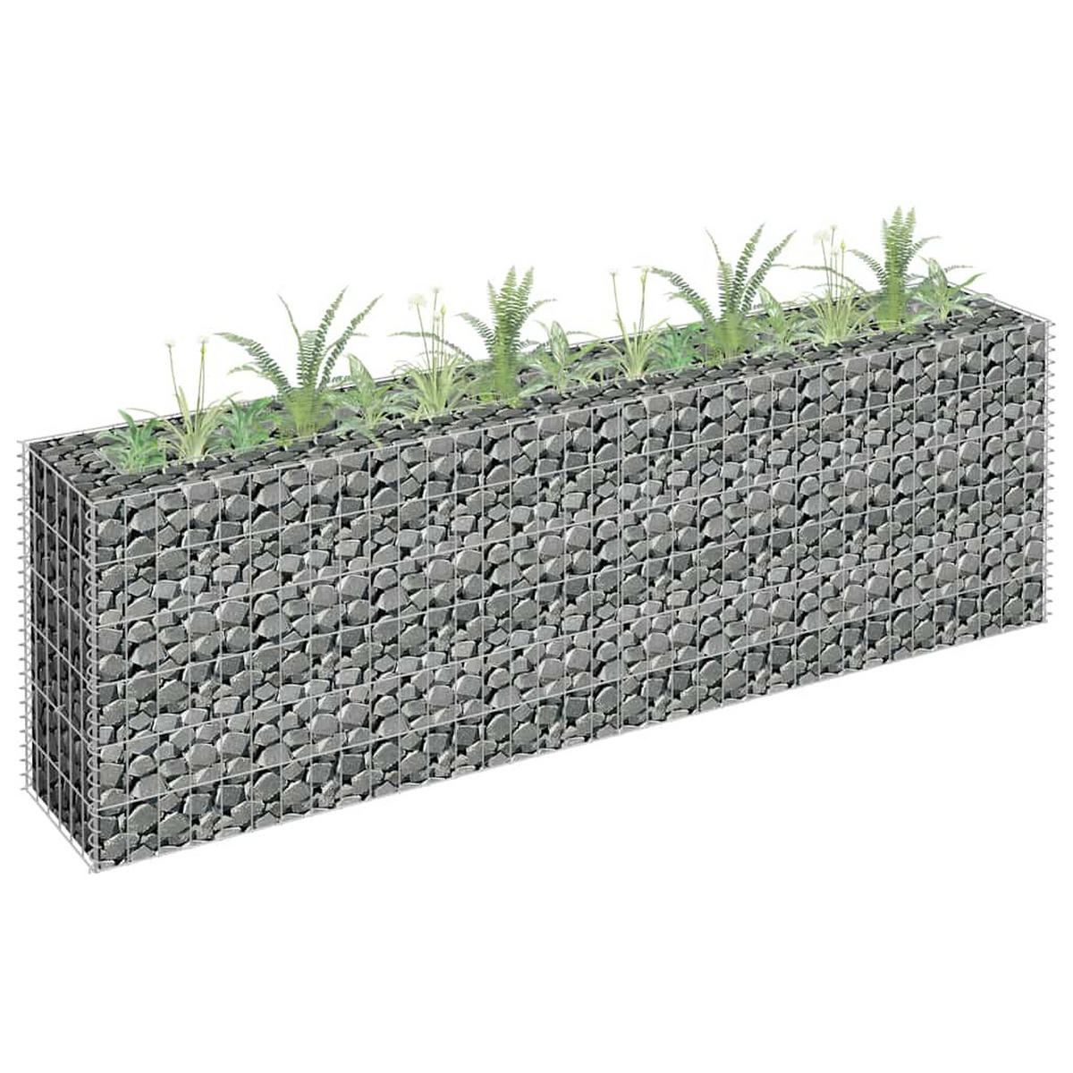 GABIONEN Hochbeet ROON aus Stahl | 180x30x60cm | Steinkorb Gabionengitter - Silberfarben, Metall (180/60/30cm) - DELUKE