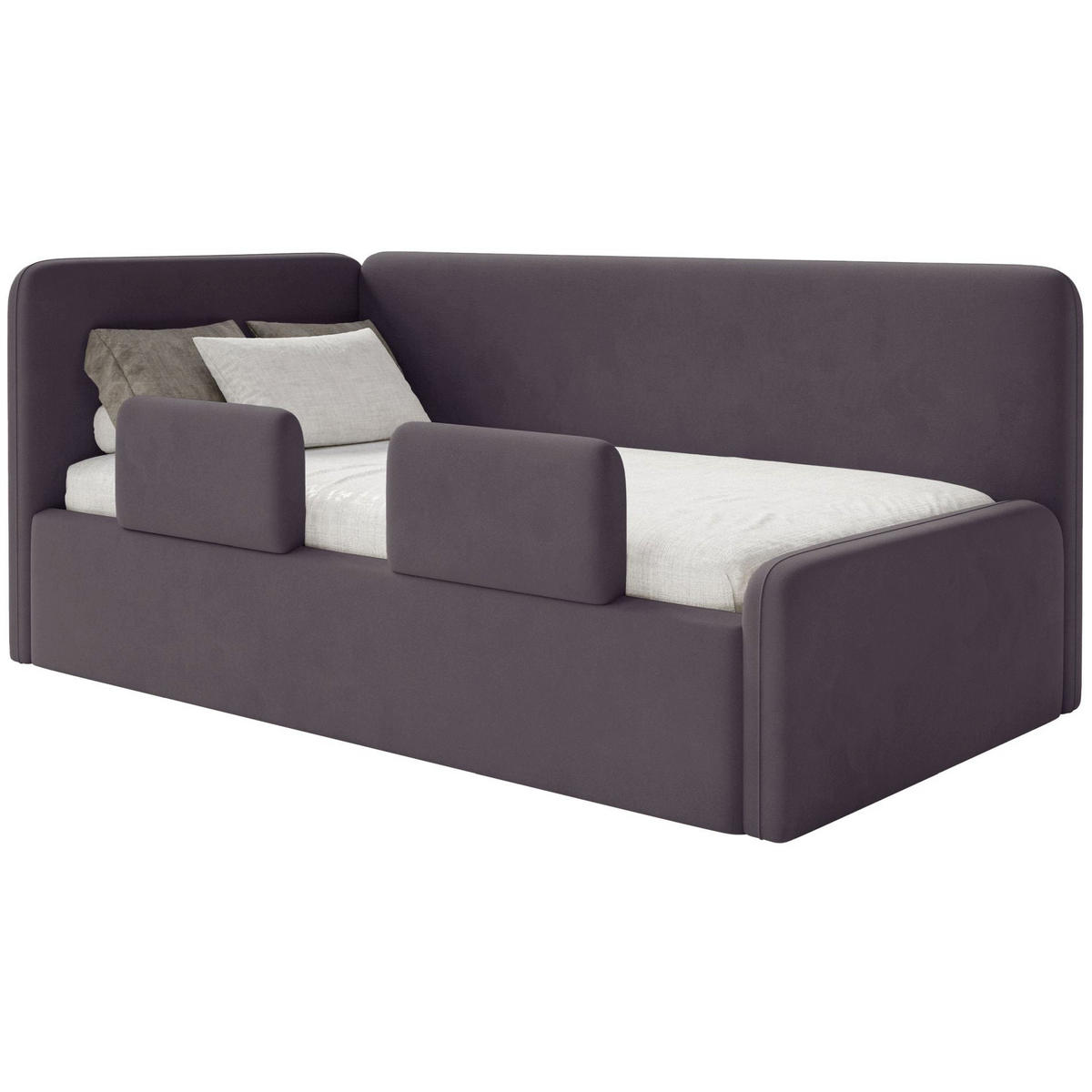 KINDERBETT Fanko Samt Violett 90x200 cm - Lila/Schwarz, Kunststoff/Textil (90/200cm) - Selsey