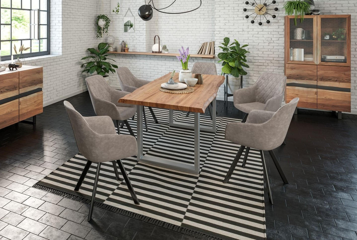 ESSTISCH LIAM - Beige/Silberfarben, Holz/Metall (85/160/74cm) - SAM