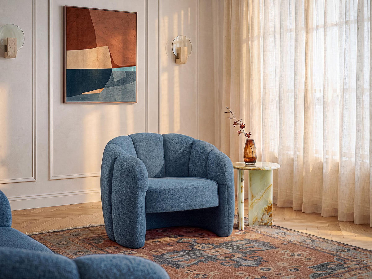 SESSEL mit gerader Rückenlehne - 1 Person - stoff - blau Delipo - Blau, Textil (93/73/76cm) - Vente-Unique