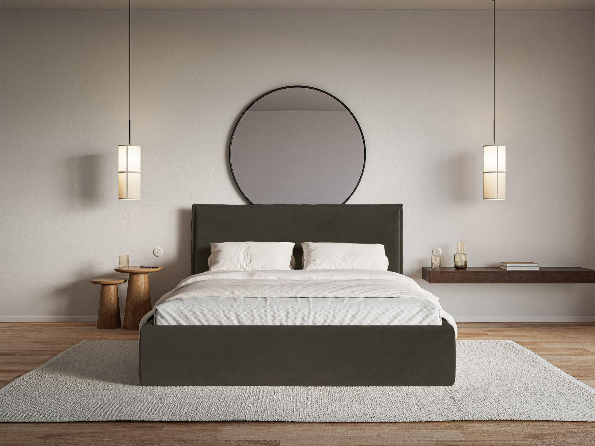 POLSTERBETT Softie Slim Dunkelgrün Velours 200x200 - Dunkelgrün, Textil (200/200cm) - Selsey