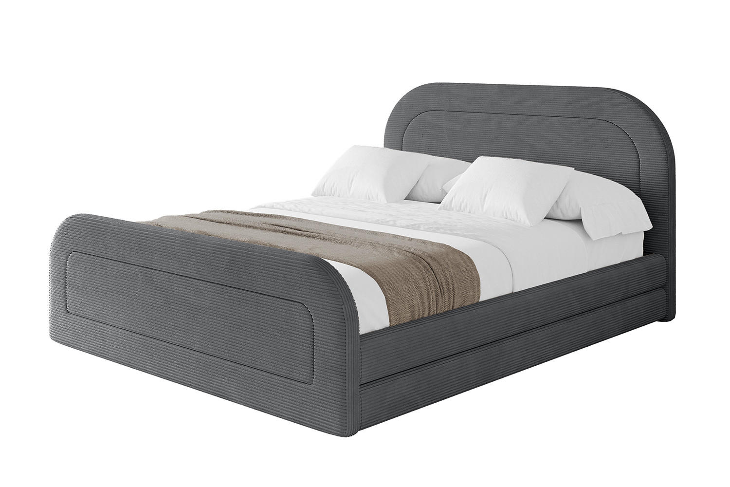 POLSTERBETT mit Bettkasten, Fußteil und Lattenrost, Boxbett mit Matratze H3/H4 - LERIS-Z 120x200 Dunkelgrau - Anthrazit, Holzwerkstoff/Textil (120/200cm) - ALTDECOR