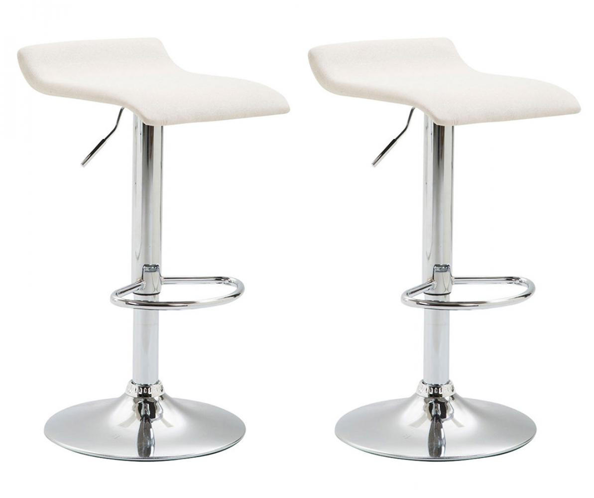 BARHOCKER 2er Set Stoff creme - Chromfarben/Creme, Textil/Metall (36/63/39cm) - CLP