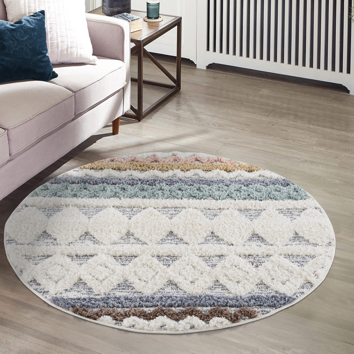 HOCHFLOR-TEPPICH Focus 3013 Multi 160 cm Rund - Multicolor, Textil (160/160cm) - carpet city