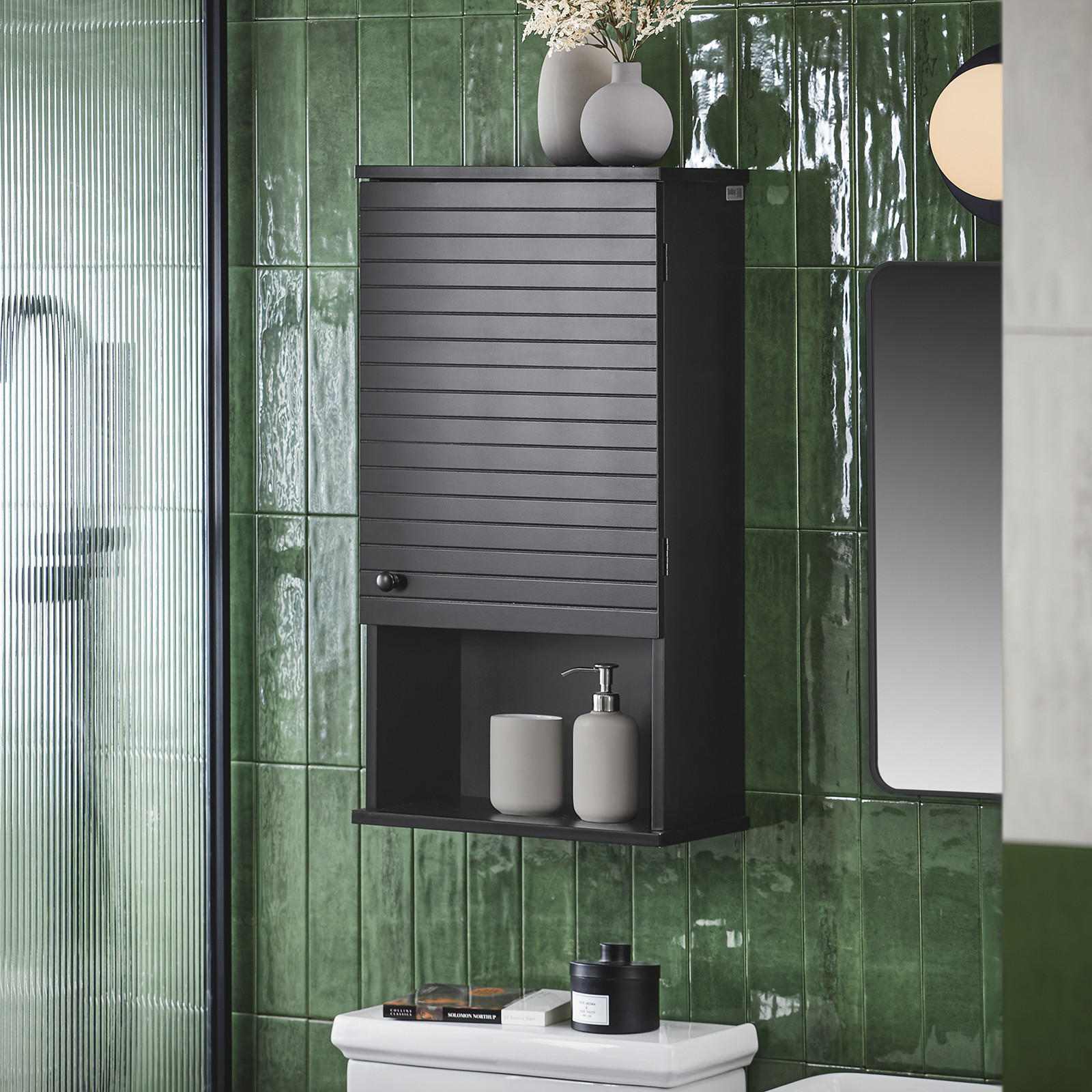 HÄNGESCHRANK Schwarz - Schwarz, Holzwerkstoff (40/76/23cm) - SoBuy