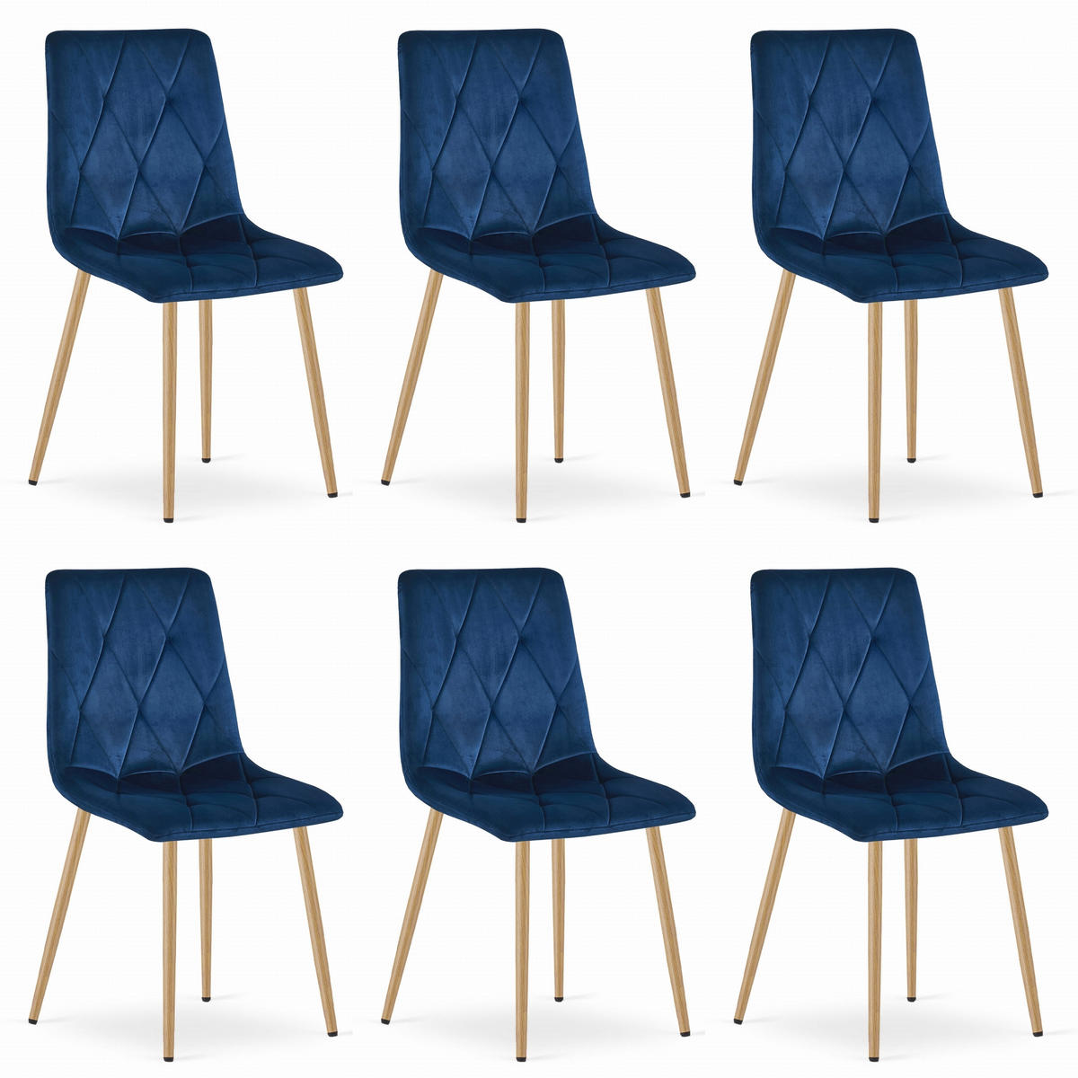 STUHL BOSA 6-er Set, Blau, Metallbeine in Holzfarbe - Schwarz, Textil/Metall (58/87/57cm) - Komodee