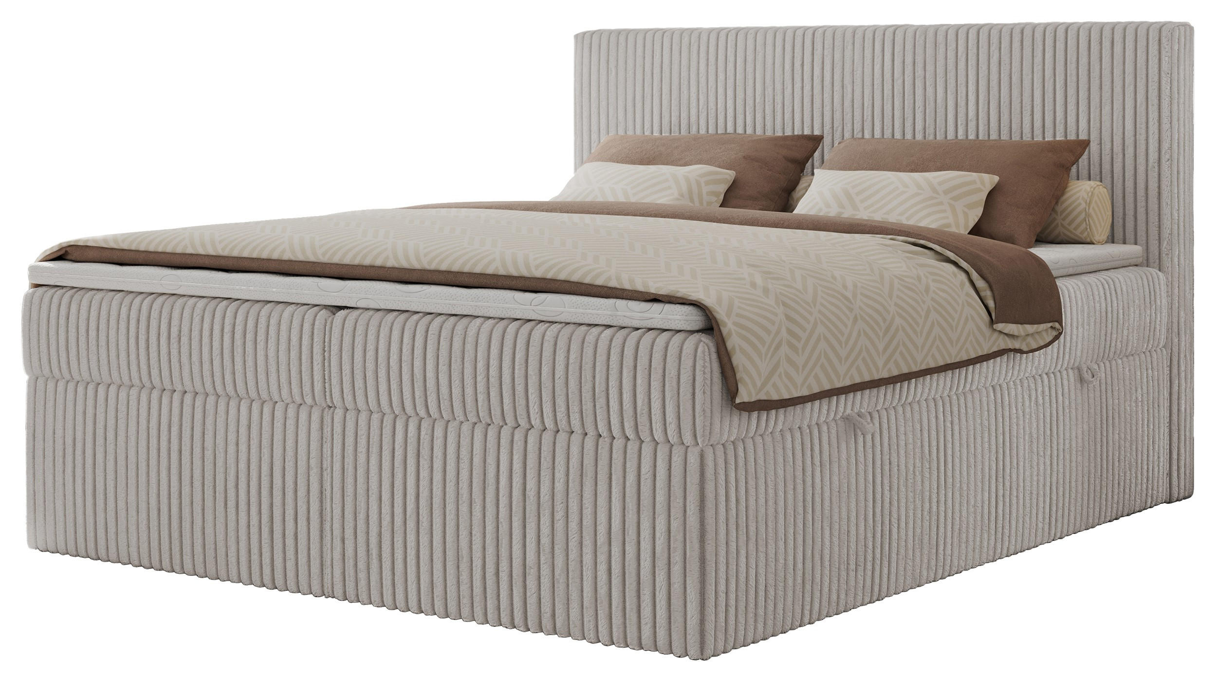 BOXBETT TILIANO 200/200 - Hellgrau Cord - H3 - Hellgrau, Textil (200/200cm) - MKS