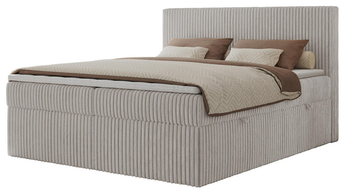 BOXBETT TILIANO 200/200 - Hellgrau Cord - H3 - Hellgrau, Textil (200/200cm) - MKS