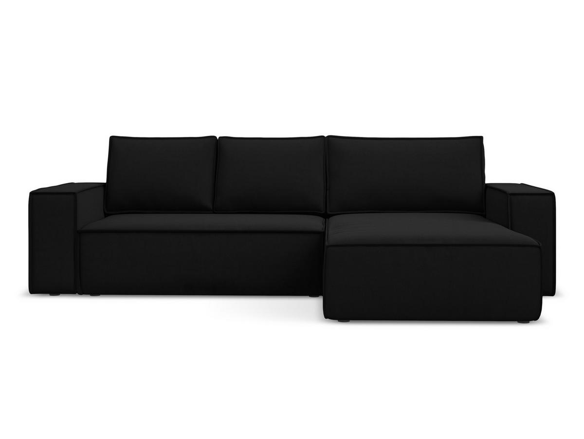 ECKSOFA mit Schlaffunktion Samt Stoff Schwarz - Schwarz, Kunststoff/Textil (290/185cm) - Makamii